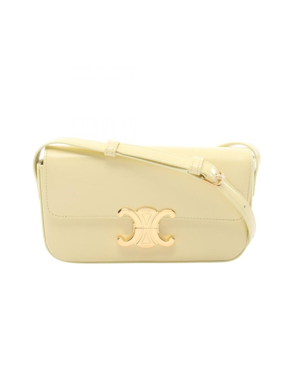 Celine Shoulder Bag Triomphe Light Yellow Leather